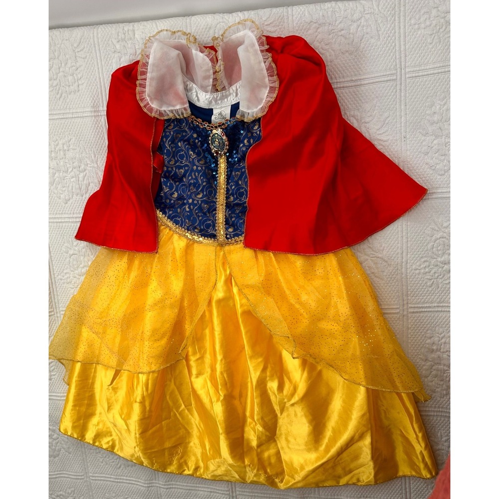 Disney Store Snow White Princess Costume Dress Blue Yellow Red Kids Size 4-6X - Picture 8 of 16